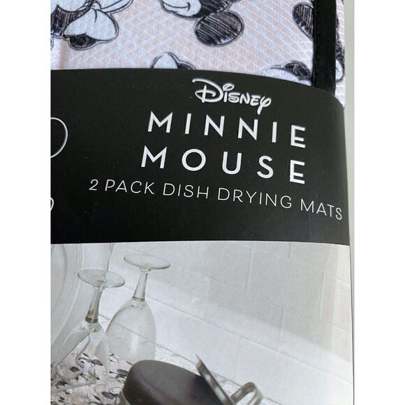 2 Pack Disney Minnie Mouse Dish Drying Mat 16" x 18" Kitchen Sketch Classic Pink - Picture 3 of 10